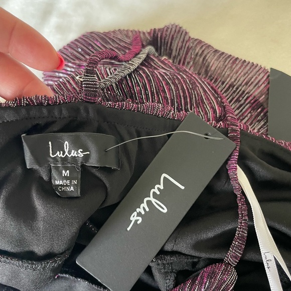 Lulu's Metallic Purple Tiered Mini Dress - Picture 14 of 16